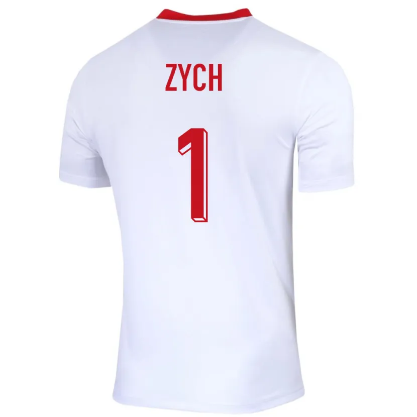 Danxen Hombre Camiseta Polonia Oliwier Zych #1 Blanco 1ª Equipación 24-26 La Camisa