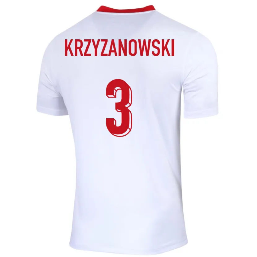Danxen Hombre Camiseta Polonia Jakub Krzyzanowski #3 Blanco 1ª Equipación 24-26 La Camisa