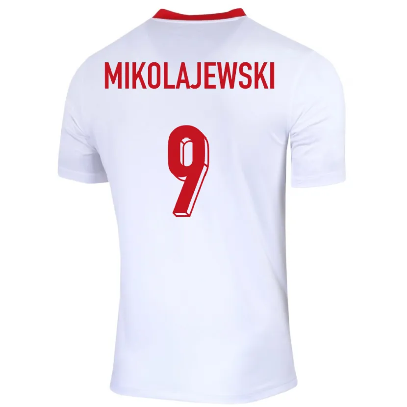 Danxen Hombre Camiseta Polonia Daniel Mikolajewski #9 Blanco 1ª Equipación 24-26 La Camisa