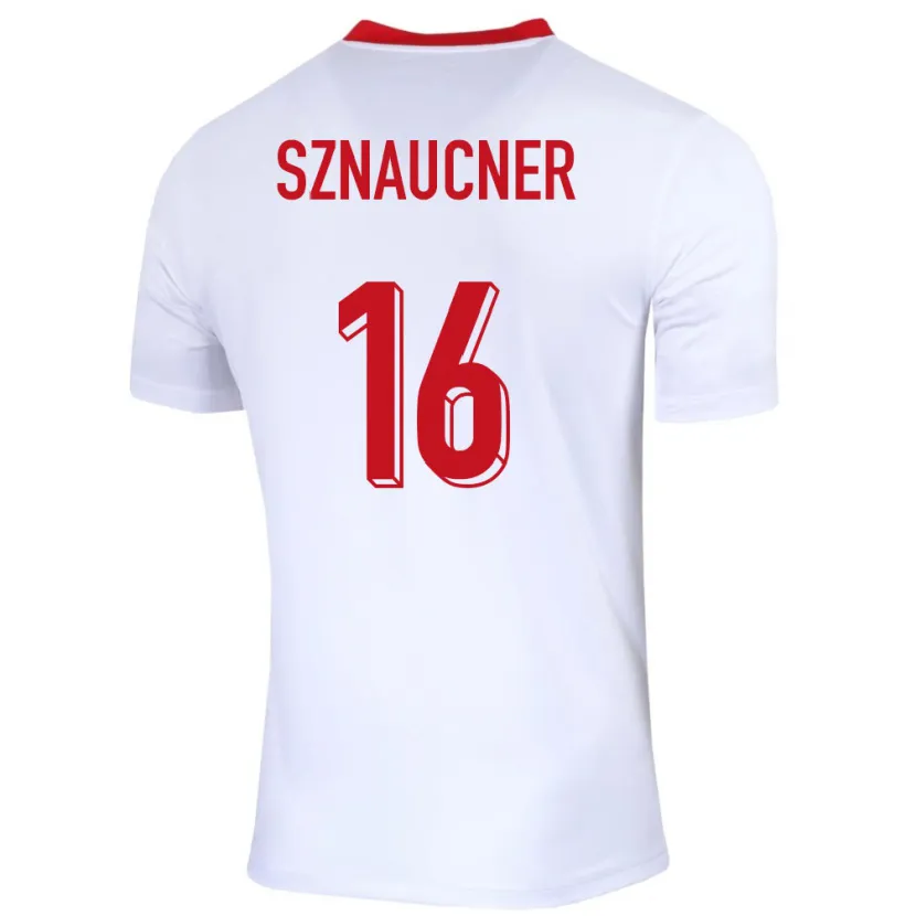 Danxen Hombre Camiseta Polonia Maksymilian Sznaucner #16 Blanco 1ª Equipación 24-26 La Camisa