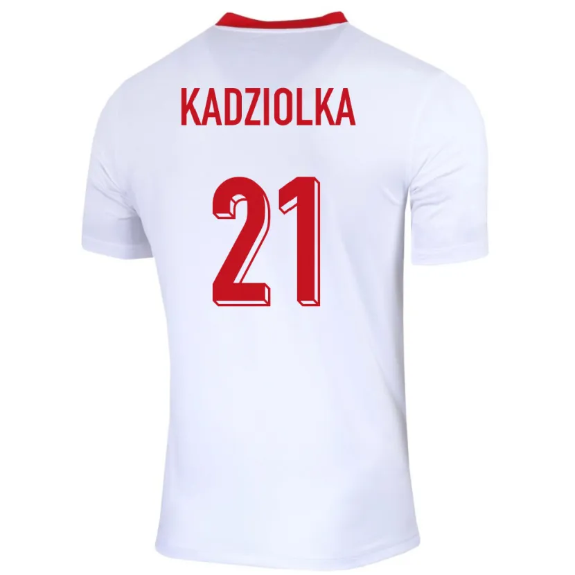 Danxen Hombre Camiseta Polonia Szymon Kadziolka #21 Blanco 1ª Equipación 24-26 La Camisa
