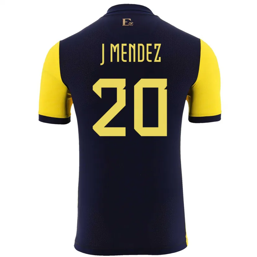 Danxen Hombre Camiseta Ecuador Jhegson Mendez #20 Amarillo 1ª Equipación 24-26 La Camisa