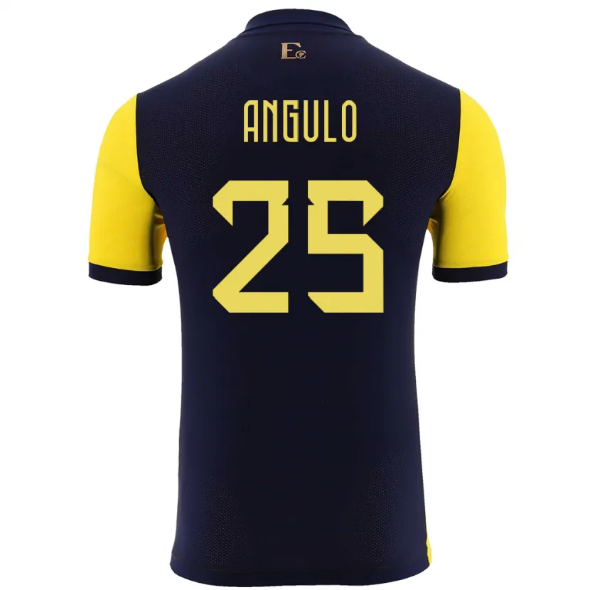 Danxen Hombre Camiseta Ecuador Nilson Angulo #25 Amarillo 1ª Equipación 24-26 La Camisa