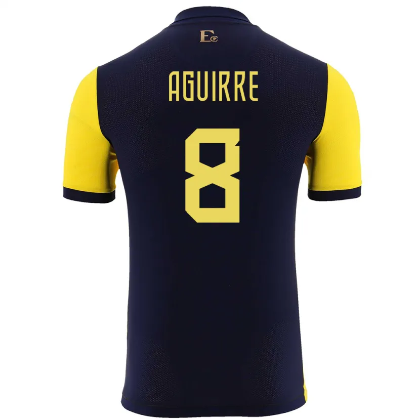 Danxen Hombre Camiseta Ecuador Marthina Aguirre #8 Amarillo 1ª Equipación 24-26 La Camisa