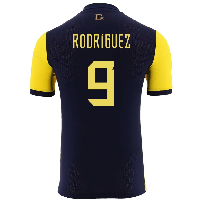 Danxen Hombre Camiseta Ecuador Ingrid Rodriguez #9 Amarillo 1ª Equipación 24-26 La Camisa