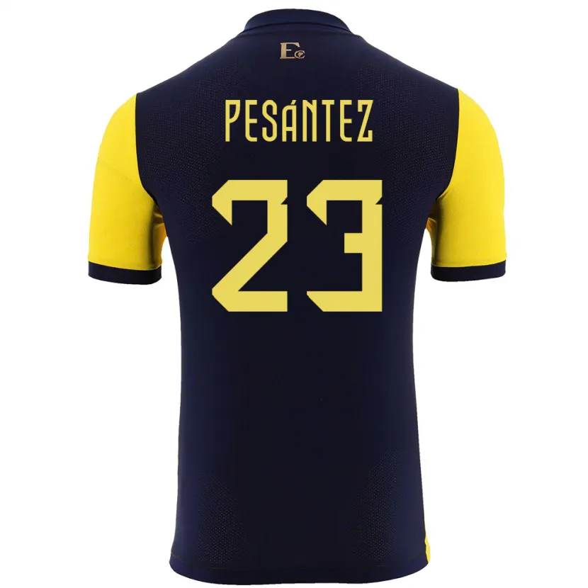 Danxen Hombre Camiseta Ecuador Danna Pesantez #23 Amarillo 1ª Equipación 24-26 La Camisa