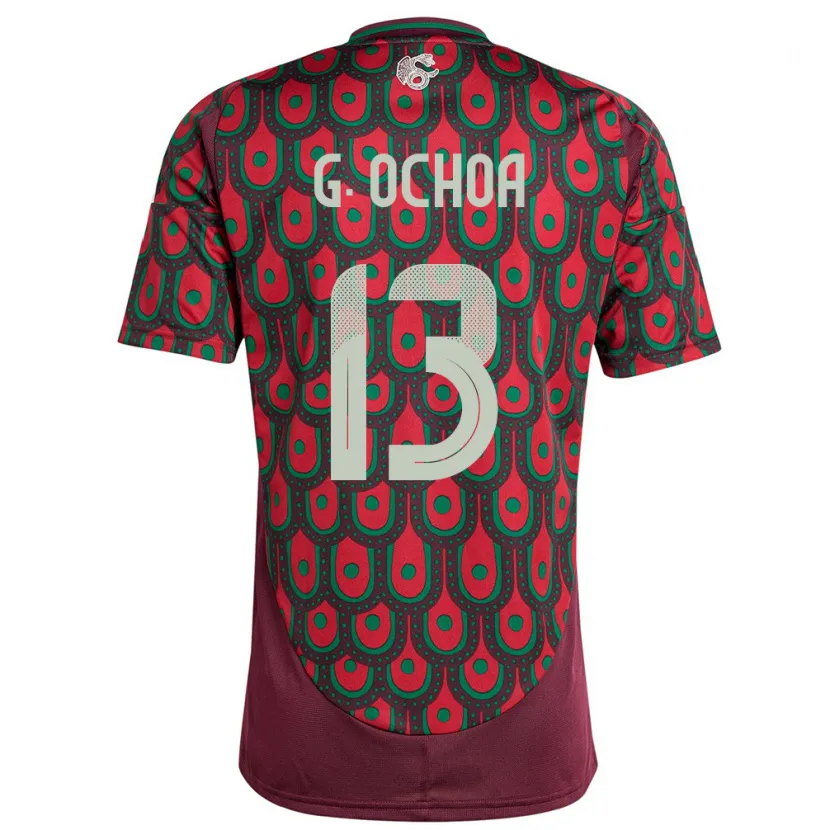 Danxen Hombre Camiseta México Guillermo Ochoa #13 Granate 1ª Equipación 24-26 La Camisa