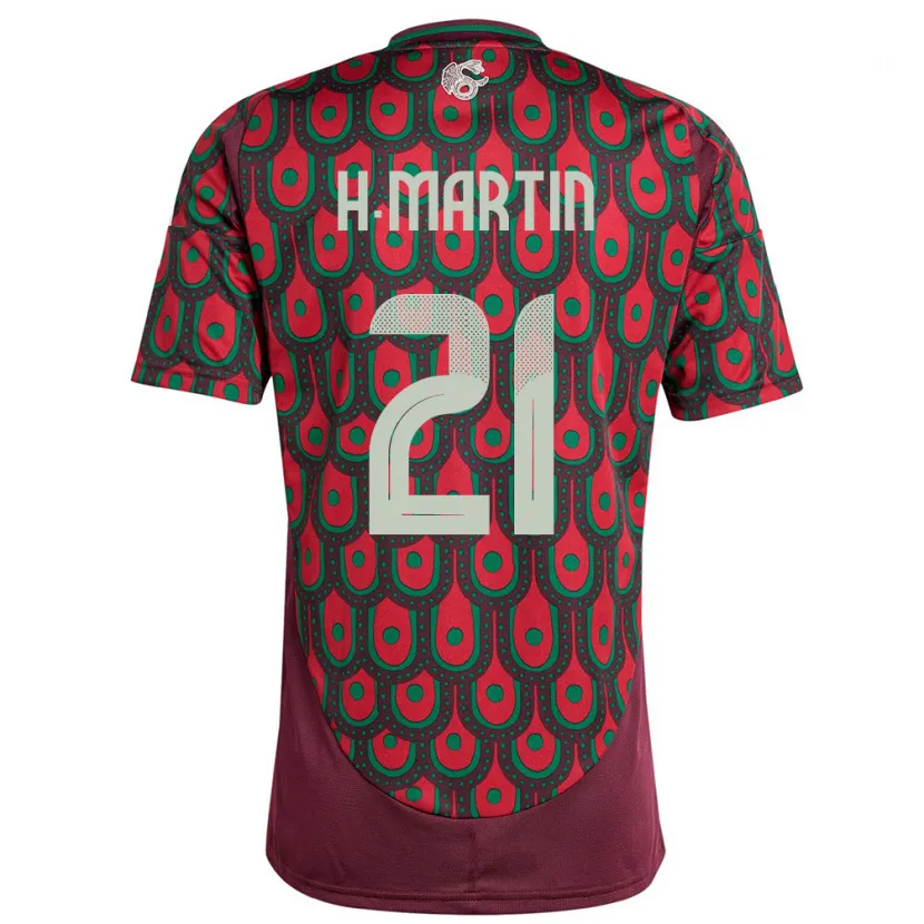 Danxen Hombre Camiseta México Henry Martin #21 Granate 1ª Equipación 24-26 La Camisa