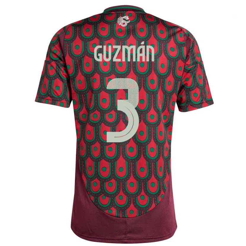 Danxen Hombre Camiseta México Victor Guzman #3 Granate 1ª Equipación 24-26 La Camisa