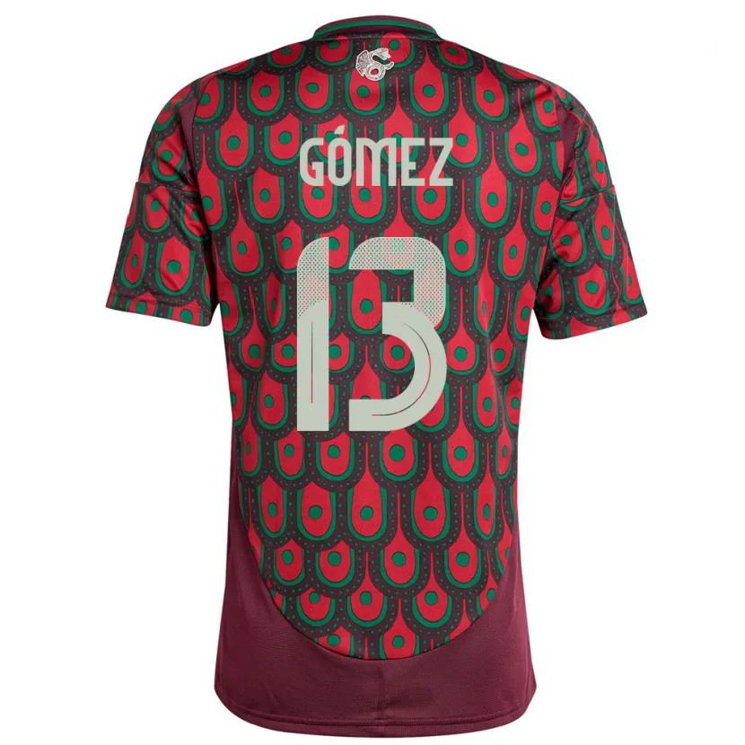 Danxen Hombre Camiseta México Diego Gomez #13 Granate 1ª Equipación 24-26 La Camisa