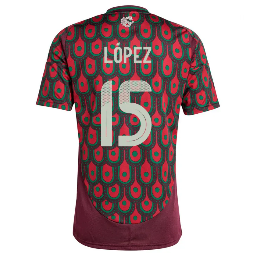 Danxen Hombre Camiseta México Everardo Lopez #15 Granate 1ª Equipación 24-26 La Camisa