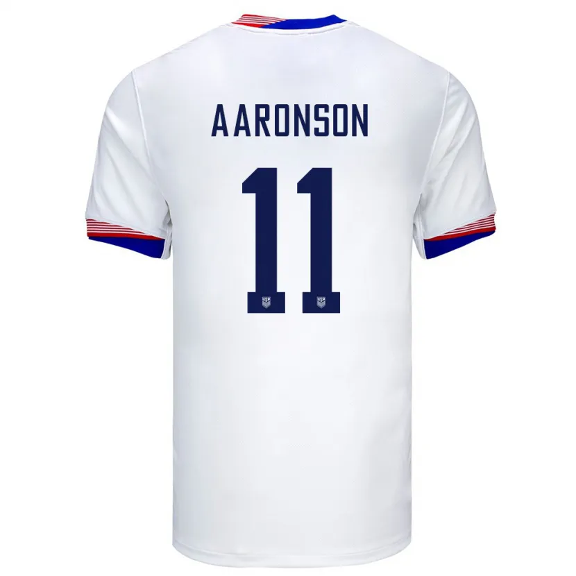 Danxen Hombre Camiseta Estados Unidos Brenden Aaronson #11 Blanco 1ª Equipación 24-26 La Camisa