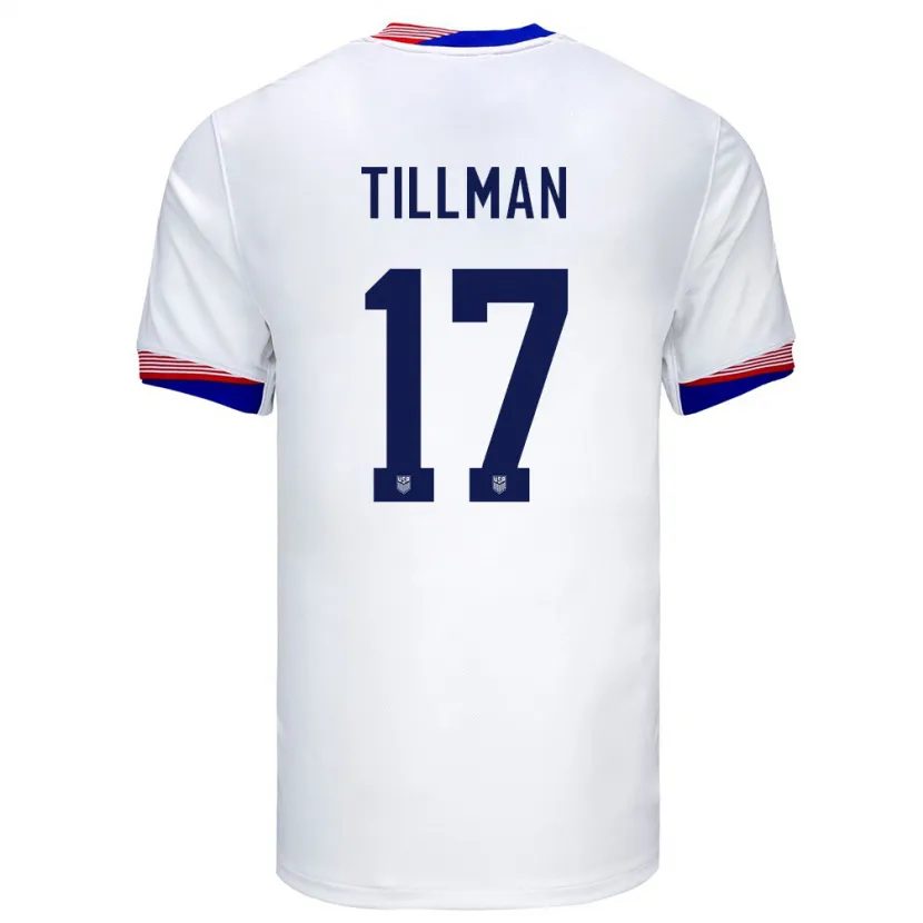 Danxen Hombre Camiseta Estados Unidos Malik Tillman #17 Blanco 1ª Equipación 24-26 La Camisa