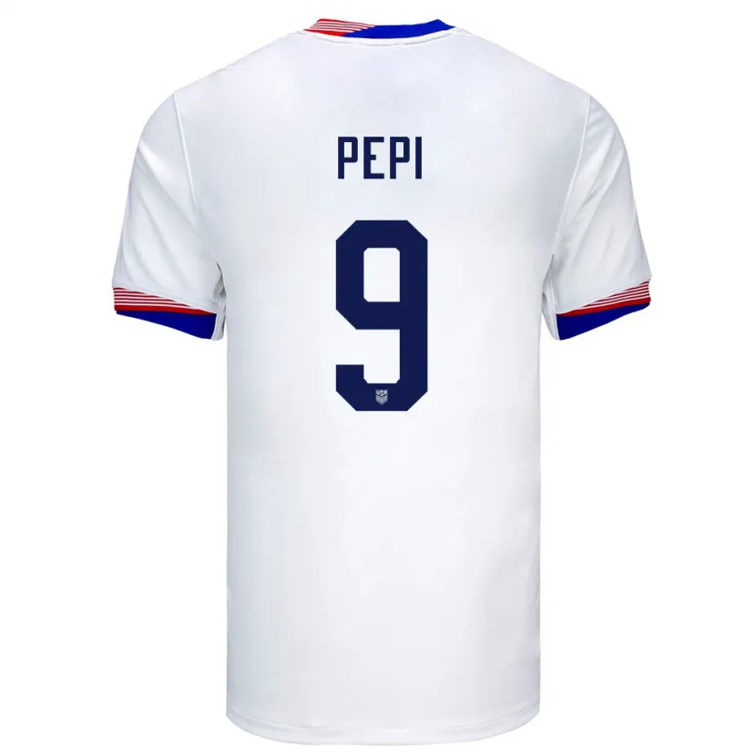 Danxen Hombre Camiseta Estados Unidos Ricardo Pepi #9 Blanco 1ª Equipación 24-26 La Camisa