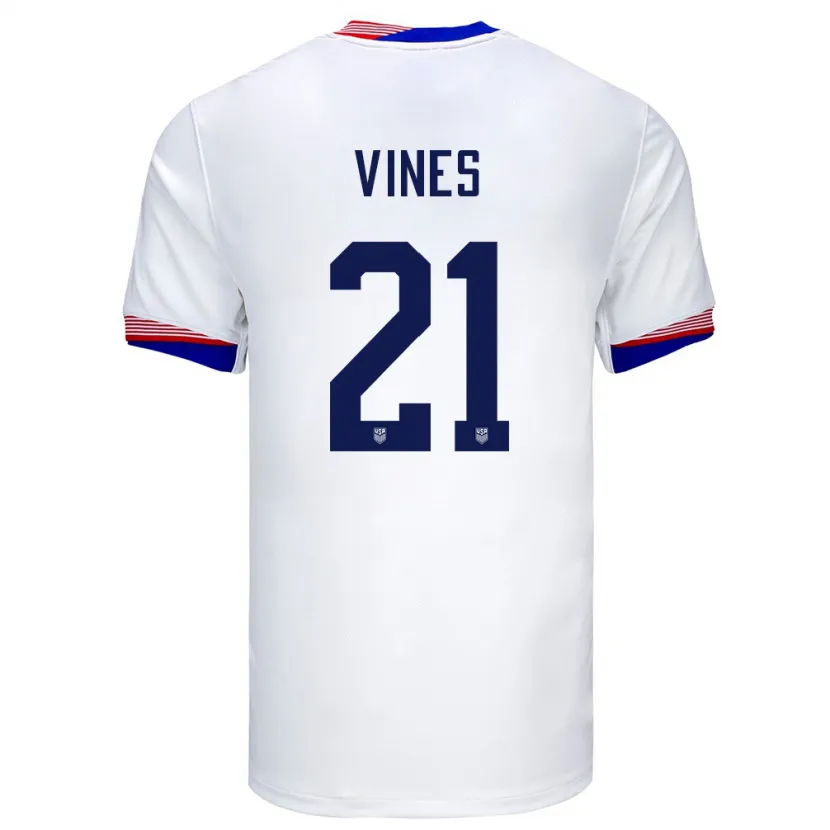 Danxen Hombre Camiseta Estados Unidos Sam Vines #21 Blanco 1ª Equipación 24-26 La Camisa
