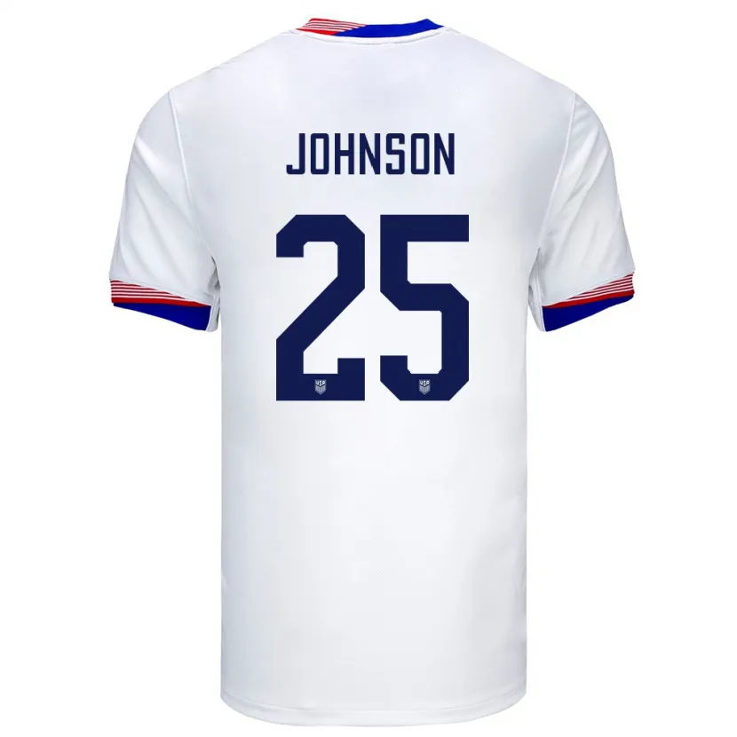 Danxen Hombre Camiseta Estados Unidos Sean Johnson #25 Blanco 1ª Equipación 24-26 La Camisa
