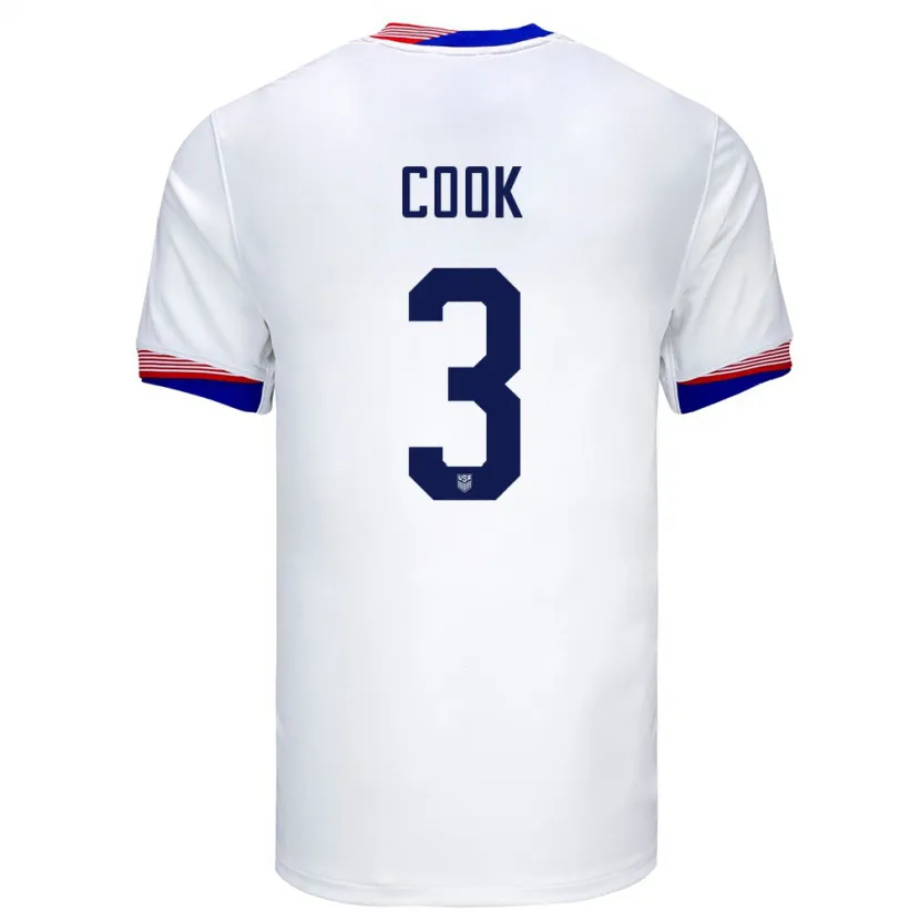 Danxen Hombre Camiseta Estados Unidos Alana Cook #3 Blanco 1ª Equipación 24-26 La Camisa