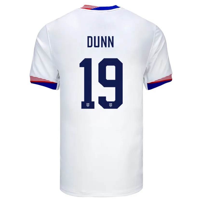 Danxen Hombre Camiseta Estados Unidos Crystal Dunn #19 Blanco 1ª Equipación 24-26 La Camisa