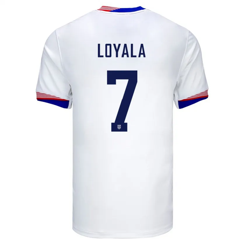 Danxen Hombre Camiseta Estados Unidos Favian Loyala #7 Blanco 1ª Equipación 24-26 La Camisa