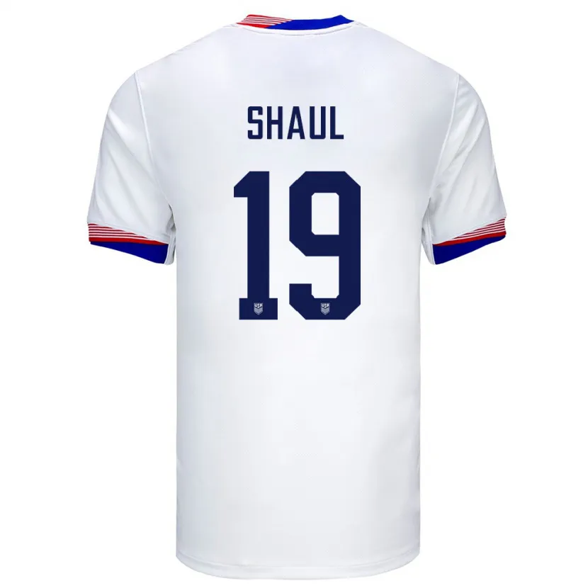Danxen Hombre Camiseta Estados Unidos Ian Shaul #19 Blanco 1ª Equipación 24-26 La Camisa