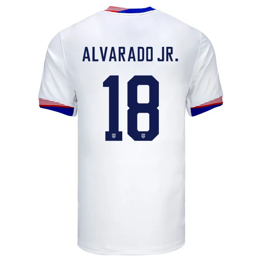 Danxen Hombre Camiseta Estados Unidos Alejandro Alvarado Jr #18 Blanco 1ª Equipación 24-26 La Camisa