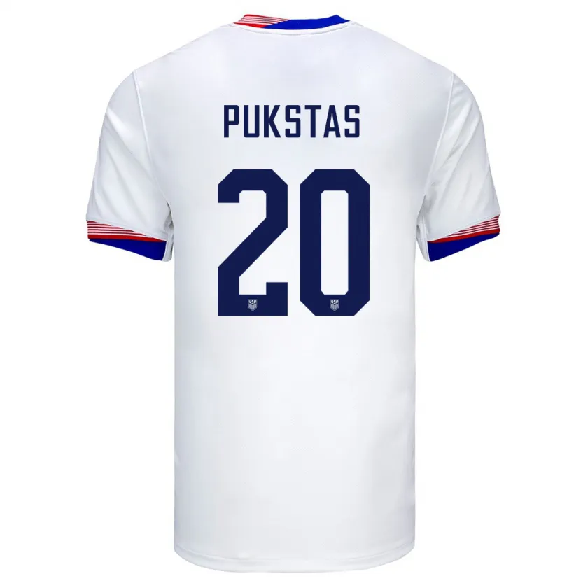 Danxen Hombre Camiseta Estados Unidos Rokas Pukstas #20 Blanco 1ª Equipación 24-26 La Camisa