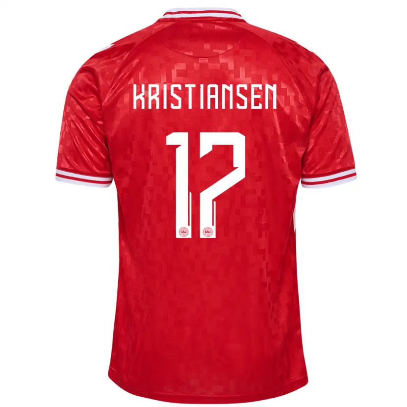 Danxen Hombre Camiseta Dinamarca Victor Kristiansen #17 Rojo 1ª Equipación 24-26 La Camisa