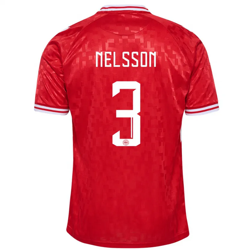 Danxen Hombre Camiseta Dinamarca Victor Nelsson #3 Rojo 1ª Equipación 24-26 La Camisa