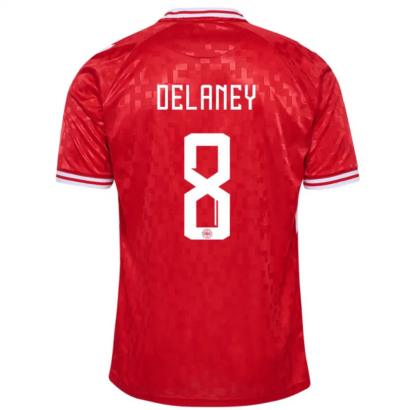Danxen Hombre Camiseta Dinamarca Thomas Delaney #8 Rojo 1ª Equipación 24-26 La Camisa