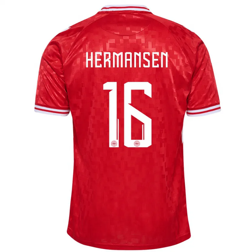 Danxen Hombre Camiseta Dinamarca Mads Hermansen #16 Rojo 1ª Equipación 24-26 La Camisa