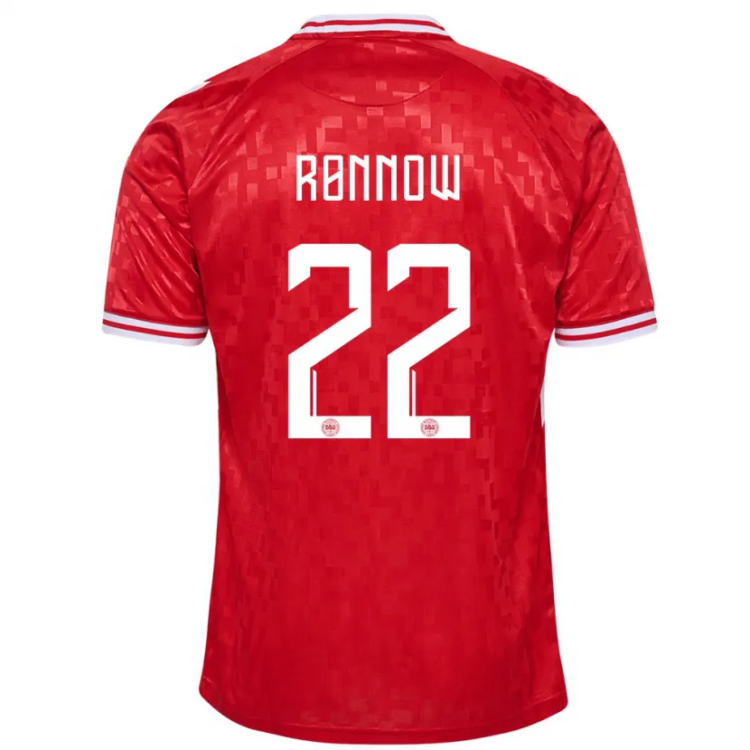 Danxen Hombre Camiseta Dinamarca Frederik Rønnow #22 Rojo 1ª Equipación 24-26 La Camisa