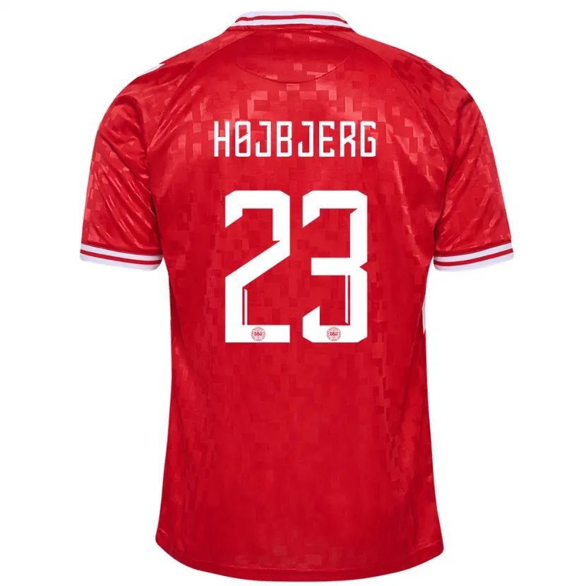 Danxen Hombre Camiseta Dinamarca Pierre-Emile Højbjerg #23 Rojo 1ª Equipación 24-26 La Camisa