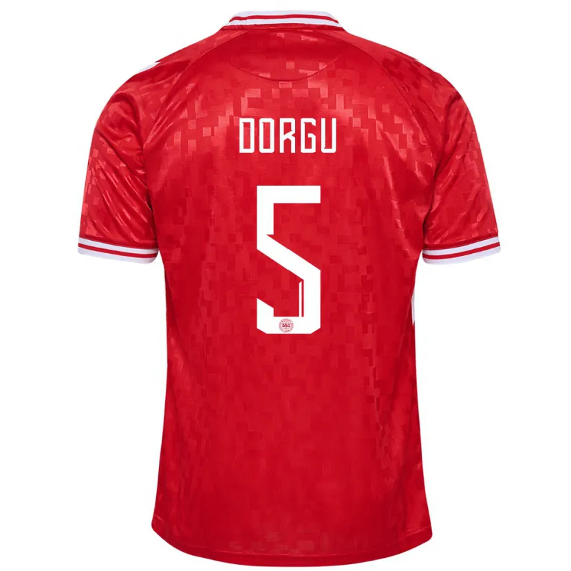Danxen Hombre Camiseta Dinamarca Patrick Dorgu #5 Rojo 1ª Equipación 24-26 La Camisa