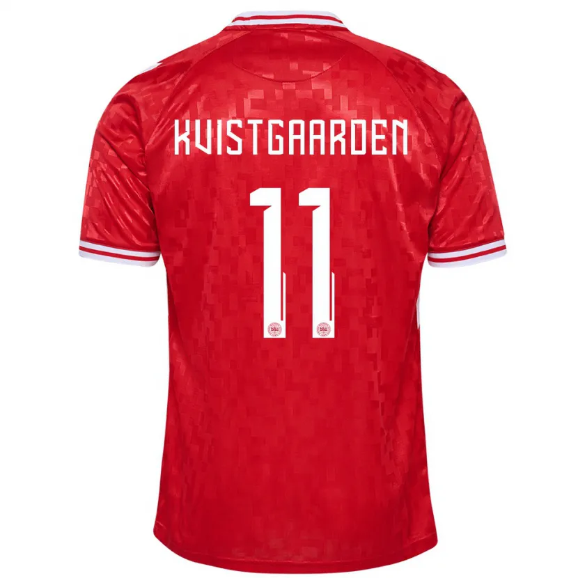Danxen Hombre Camiseta Dinamarca Mathias Kvistgaarden #11 Rojo 1ª Equipación 24-26 La Camisa