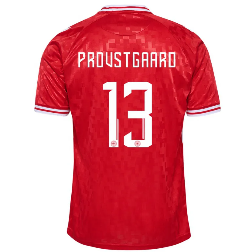 Danxen Hombre Camiseta Dinamarca Oliver Provstgaard #13 Rojo 1ª Equipación 24-26 La Camisa