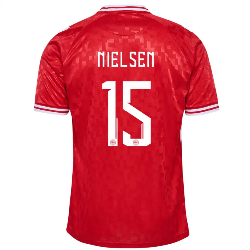 Danxen Hombre Camiseta Dinamarca Villads Nielsen #15 Rojo 1ª Equipación 24-26 La Camisa