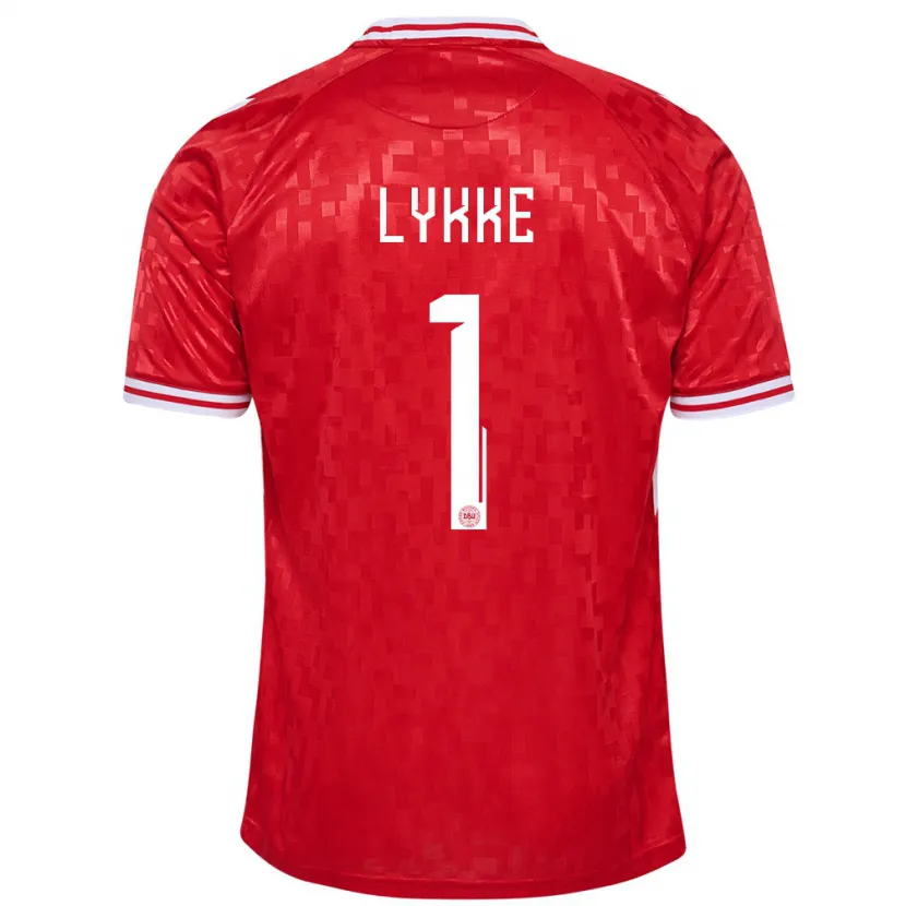 Danxen Hombre Camiseta Dinamarca William Lykke #1 Rojo 1ª Equipación 24-26 La Camisa