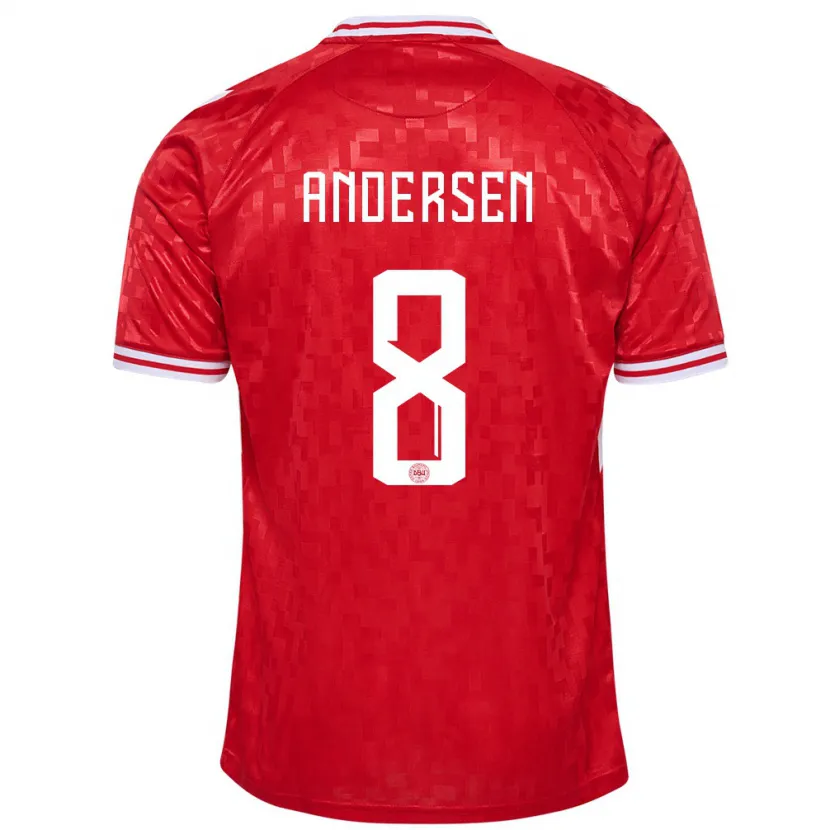 Danxen Hombre Camiseta Dinamarca Silas Andersen #8 Rojo 1ª Equipación 24-26 La Camisa