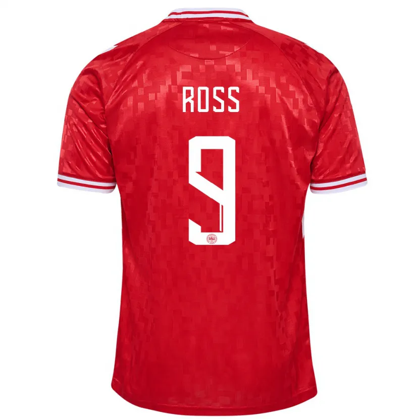 Danxen Hombre Camiseta Dinamarca Oliver Ross #9 Rojo 1ª Equipación 24-26 La Camisa
