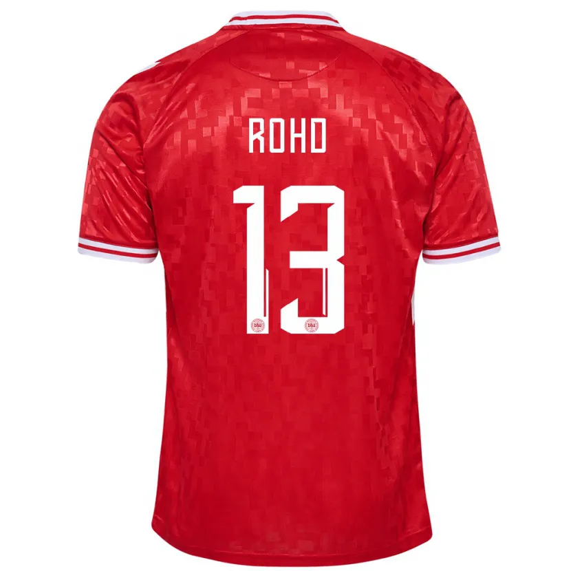 Danxen Hombre Camiseta Dinamarca Emil Rohd #13 Rojo 1ª Equipación 24-26 La Camisa