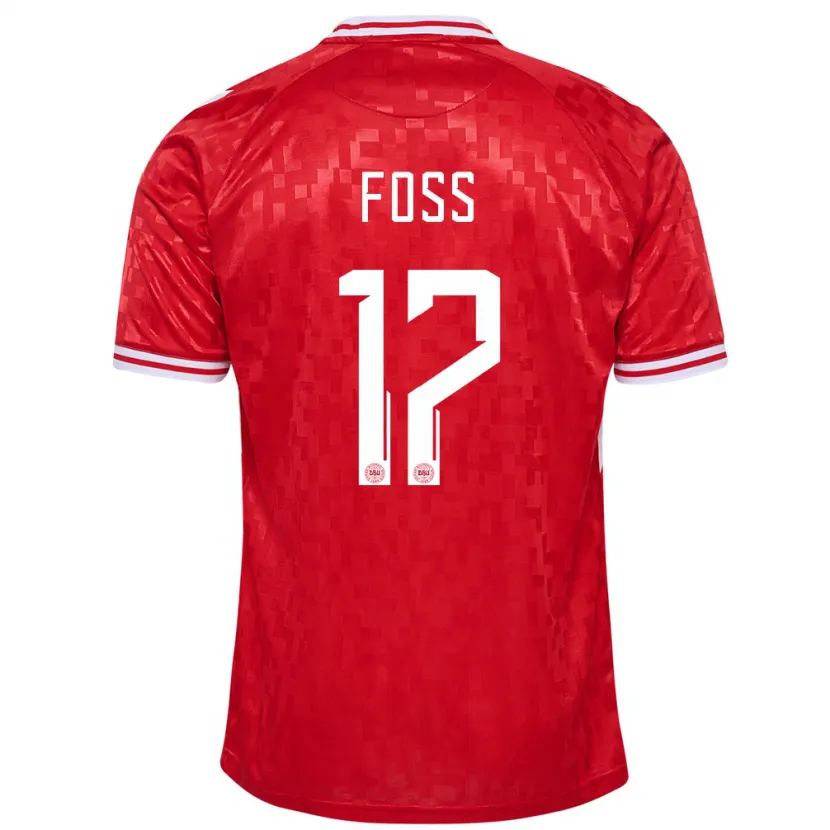 Danxen Hombre Camiseta Dinamarca Jonathan Foss #17 Rojo 1ª Equipación 24-26 La Camisa