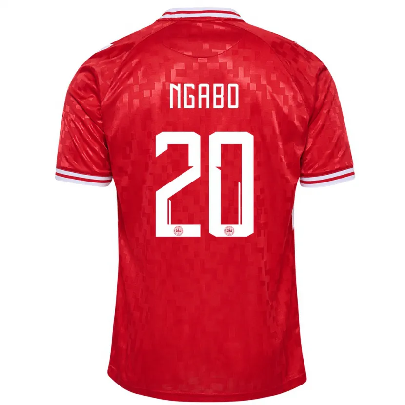 Danxen Hombre Camiseta Dinamarca Sanders Ngabo #20 Rojo 1ª Equipación 24-26 La Camisa