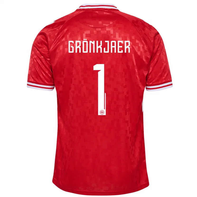 Danxen Hombre Camiseta Dinamarca Bertil Grönkjaer #1 Rojo 1ª Equipación 24-26 La Camisa