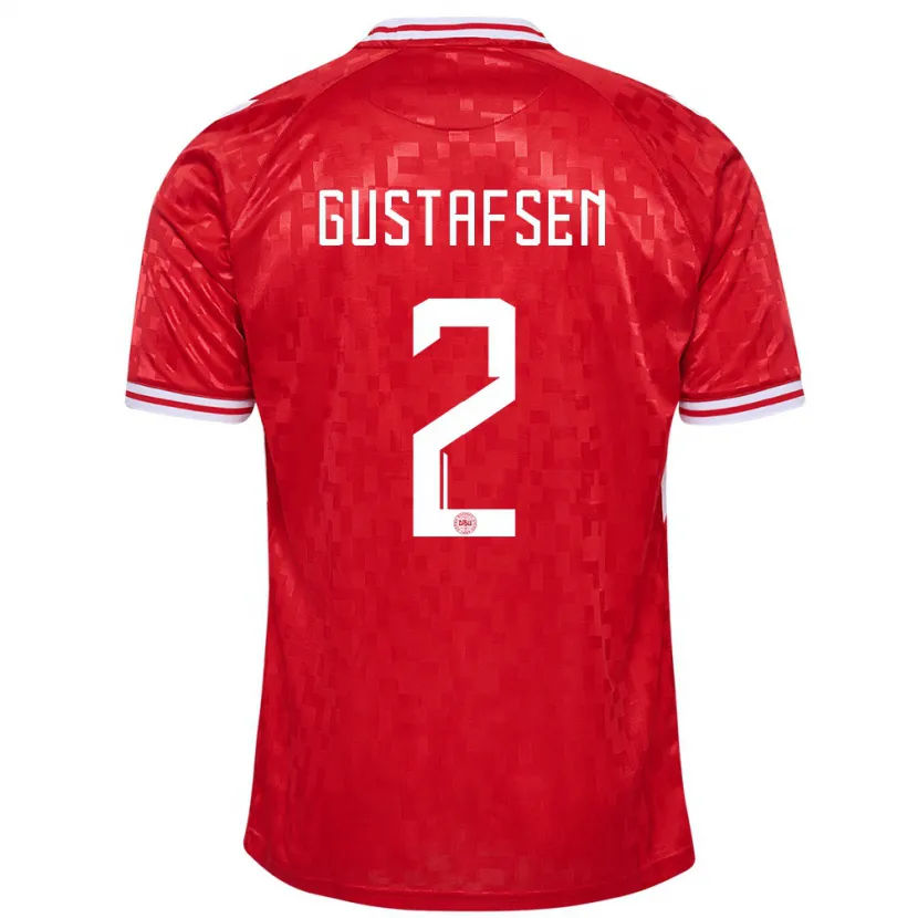 Danxen Hombre Camiseta Dinamarca Victor Gustafsen #2 Rojo 1ª Equipación 24-26 La Camisa