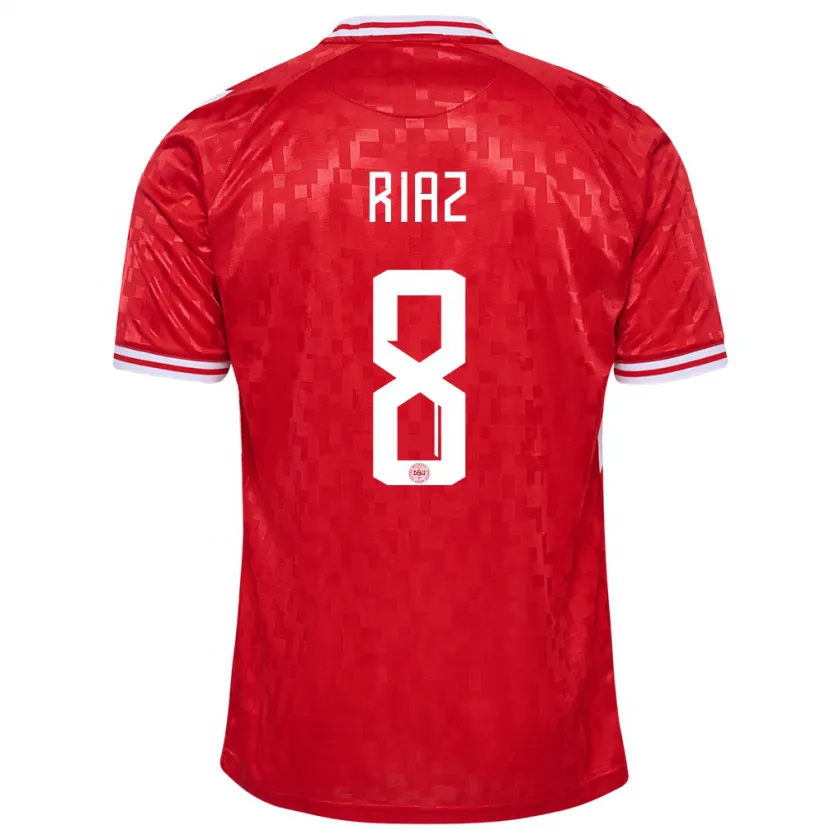 Danxen Hombre Camiseta Dinamarca Danial Riaz #8 Rojo 1ª Equipación 24-26 La Camisa