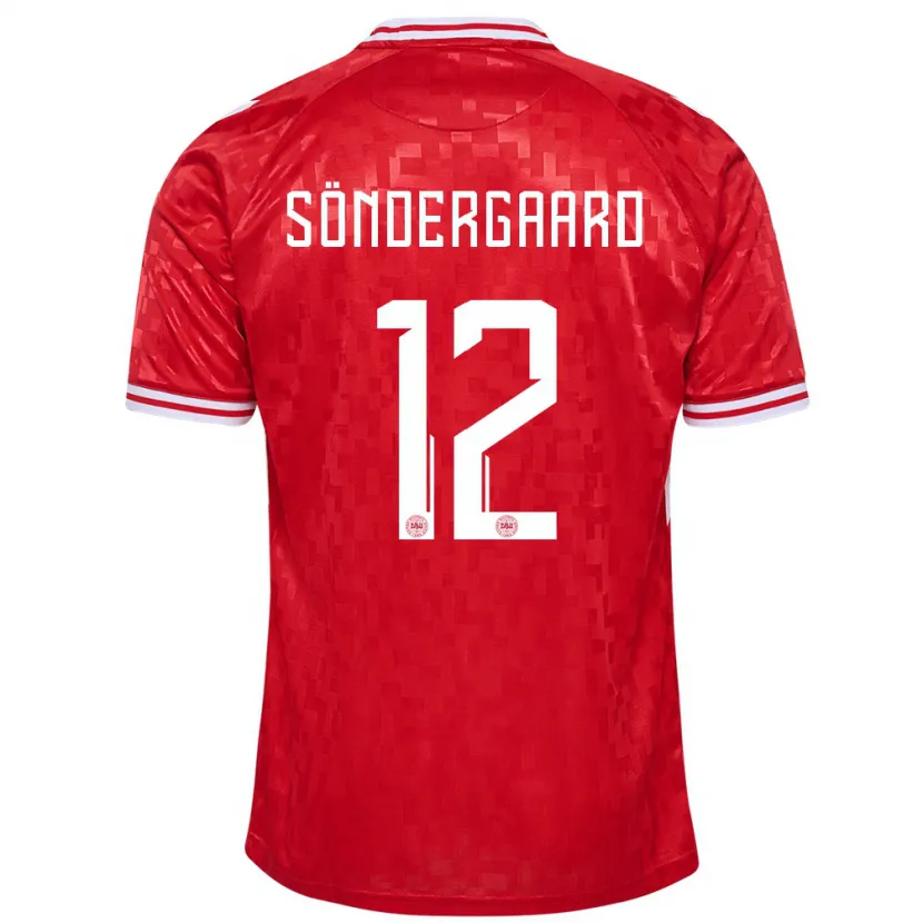 Danxen Hombre Camiseta Dinamarca Philip Söndergaard #12 Rojo 1ª Equipación 24-26 La Camisa
