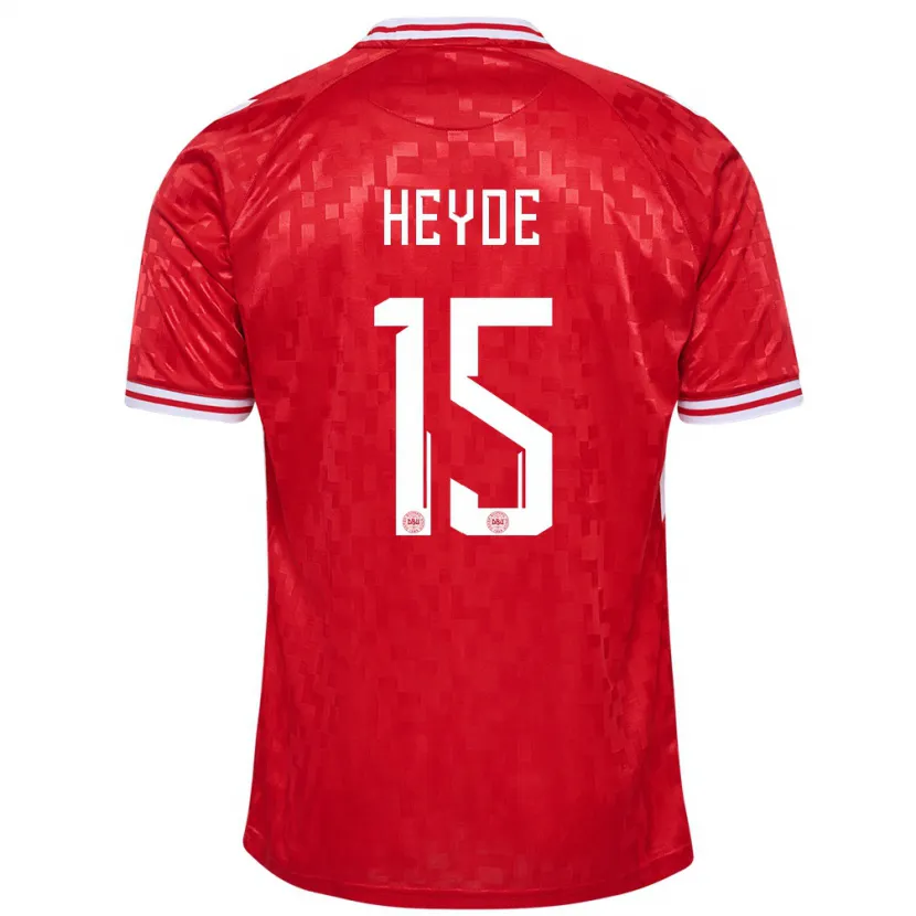 Danxen Hombre Camiseta Dinamarca Malte Heyde #15 Rojo 1ª Equipación 24-26 La Camisa