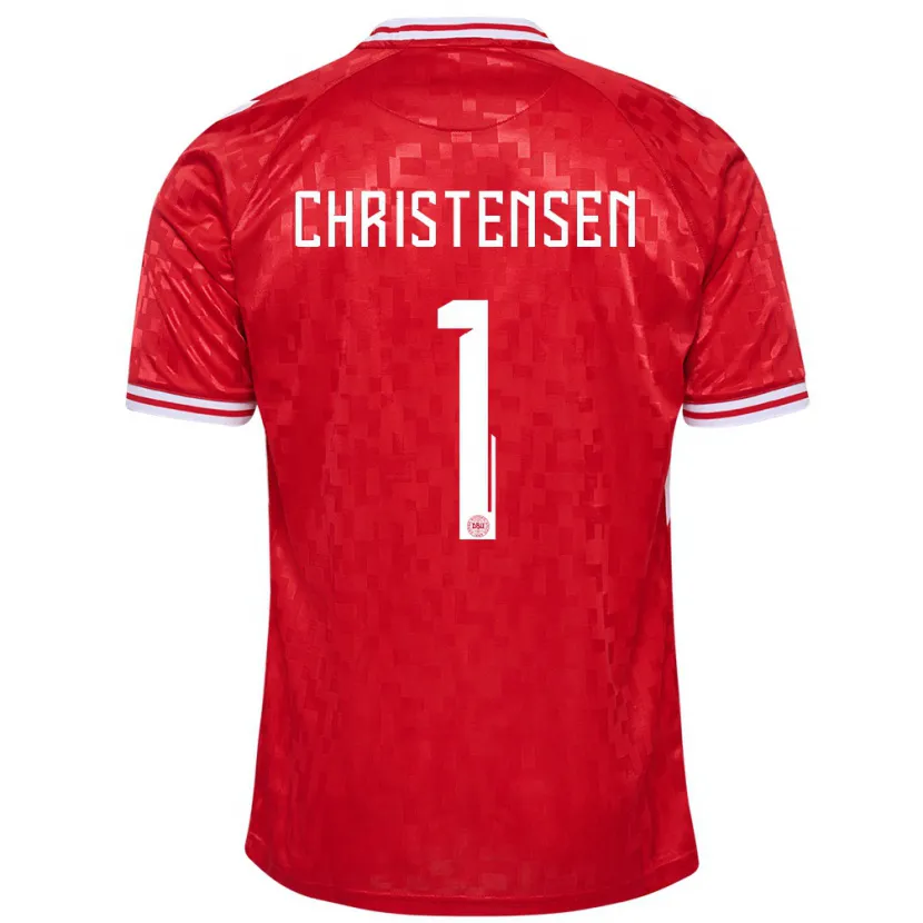 Danxen Hombre Camiseta Dinamarca Lene Christensen #1 Rojo 1ª Equipación 24-26 La Camisa