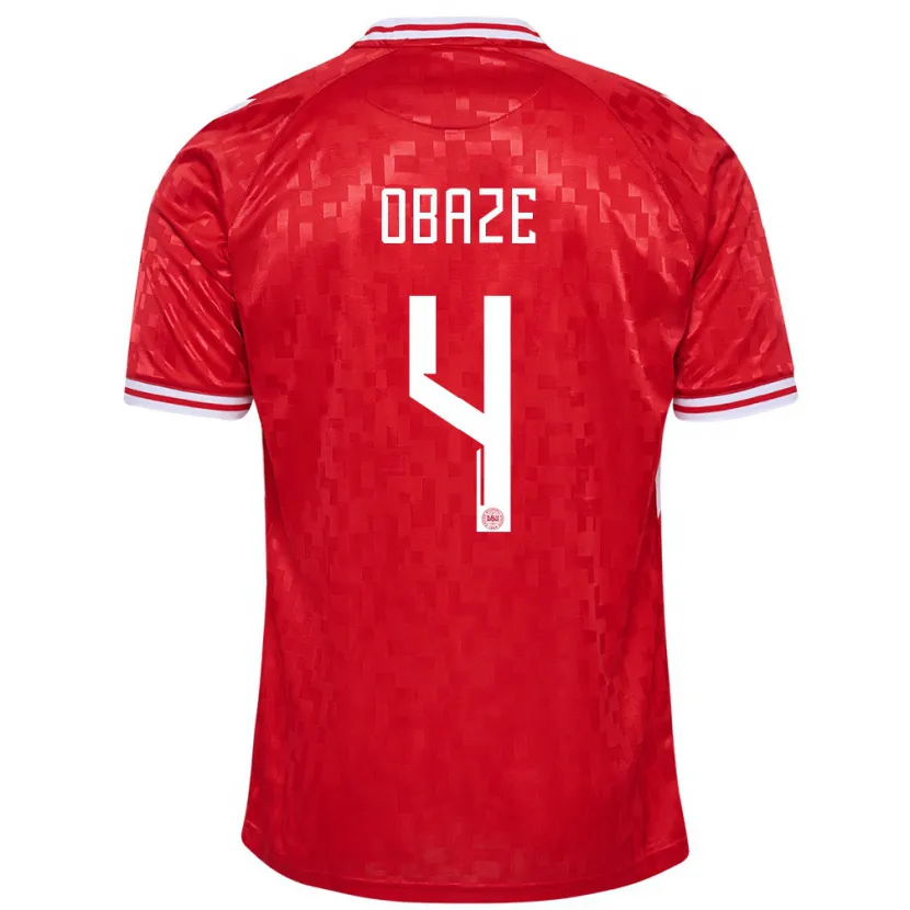 Danxen Hombre Camiseta Dinamarca Isabella Obaze #4 Rojo 1ª Equipación 24-26 La Camisa