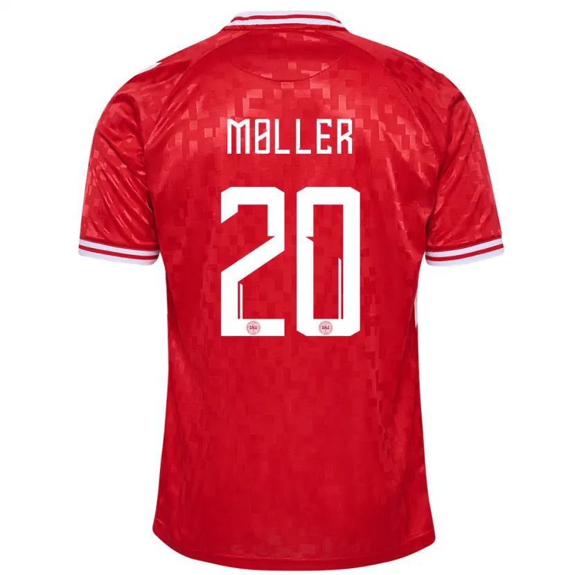 Danxen Hombre Camiseta Dinamarca Caroline Møller #20 Rojo 1ª Equipación 24-26 La Camisa